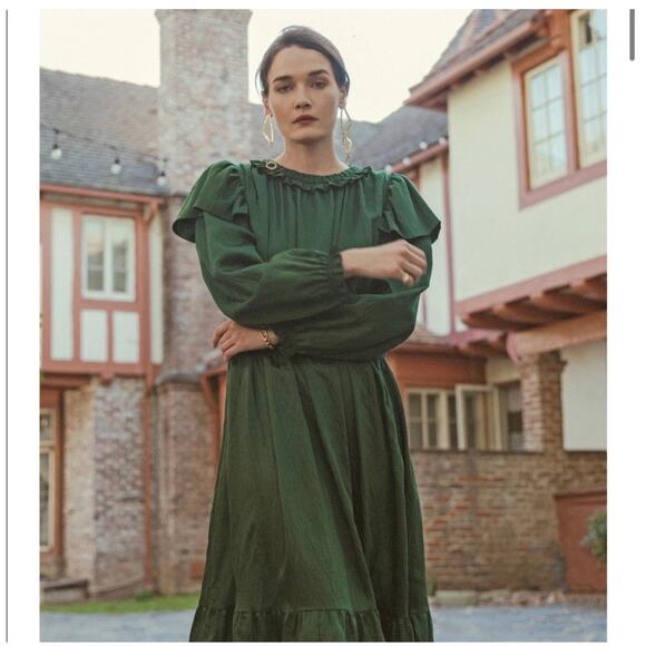 NWT Current Air Green Ruffle Dress Size L - Picture 2 of 9